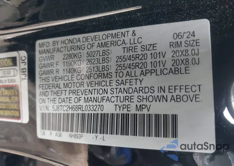 2024 Acura Rdx A-Spec Package from USA, damaged, VIN 5J8TC2H68RL033270